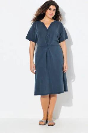 Ulla Popken Jerseykleid Jerseykleid A-Linie Tunika-Ausschnitt Halbarm