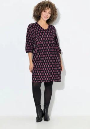 Ulla Popken Jerseykleid Jerseykleid A-Linie V-Ausschnitt 3/4-Arm