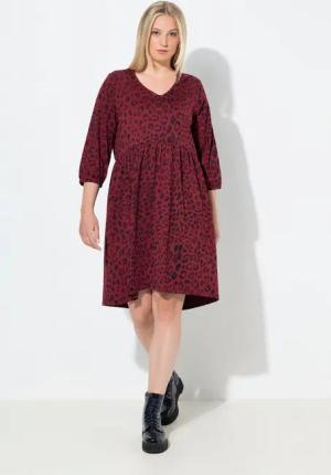 Ulla Popken Jerseykleid Jerseykleid Animaldruck A-Linie V-Ausschnitt