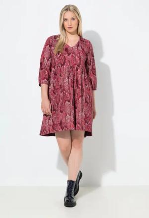 Ulla Popken Jerseykleid Jerseykleid Animaldruck A-Linie V-Ausschnitt