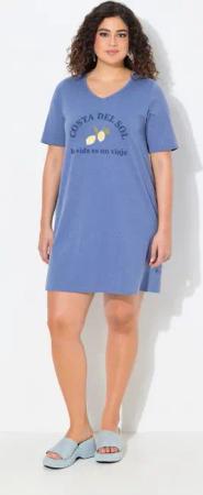 Ulla Popken Jerseykleid Jerseykleid Zitronen A-Linie V-Ausschnitt Halbarm