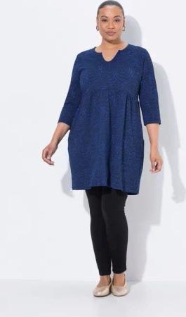 Ulla Popken Jerseykleid Longshirt A-Linie Tunika-Ausschnitt Taschen