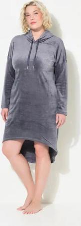 Ulla Popken Jerseykleid Loungewear-Nickikleid Kapuze Langarm recycelt