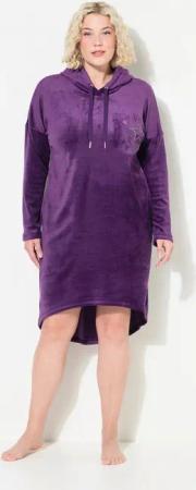 Ulla Popken Jerseykleid Loungewear-Nickikleid Kapuze Langarm recycelt