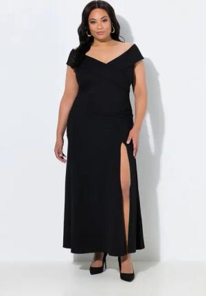 Ulla Popken Jerseykleid Maxi-Carmenkleid