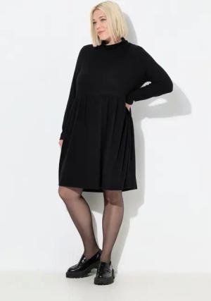 Ulla Popken Jerseykleid Strickkleid A-Linie Stehkragen Langarm