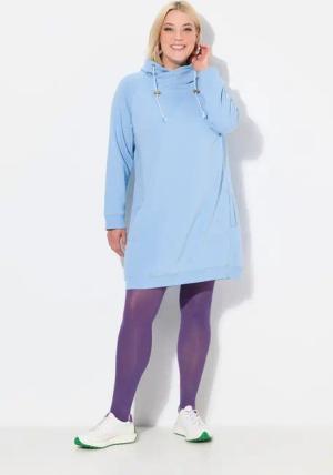 Ulla Popken Jerseykleid Sweatkleid Stehkragen Langarm Taschen