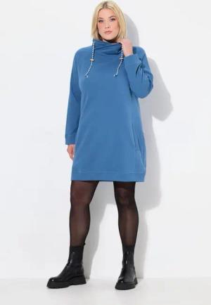 Ulla Popken Jerseykleid Sweatkleid Stehkragen Langarm Taschen