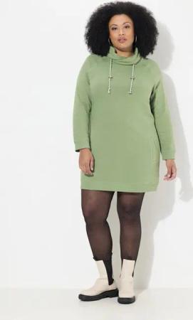 Ulla Popken Jerseykleid Sweatkleid Stehkragen Langarm Taschen