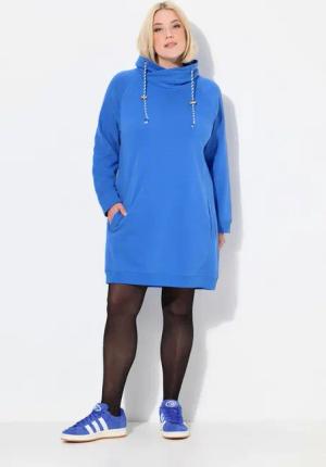 Ulla Popken Jerseykleid Sweatkleid Stehkragen Langarm Taschen