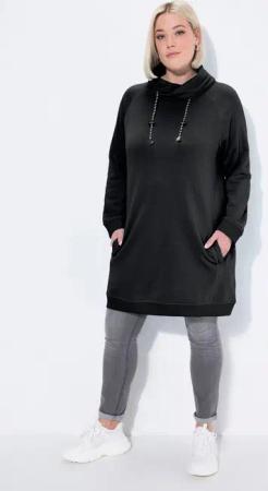 Ulla Popken Jerseykleid Sweatkleid Stehkragen Langarm Taschen