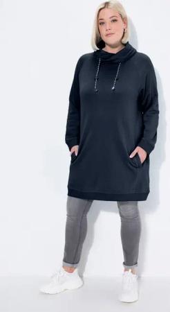 Ulla Popken Jerseykleid Sweatkleid Stehkragen Langarm Taschen