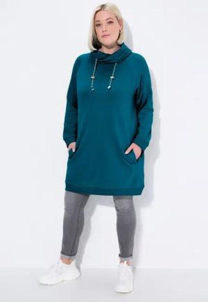 Ulla Popken Jerseykleid Sweatkleid Stehkragen Langarm Taschen