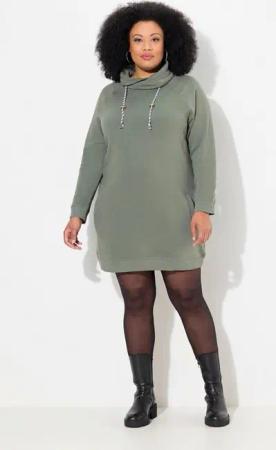 Ulla Popken Jerseykleid Sweatkleid Stehkragen Langarm Taschen