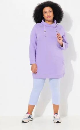 Ulla Popken Jerseykleid Sweatkleid Stehkragen Langarm Taschen