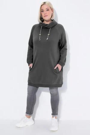 Ulla Popken Jerseykleid Sweatkleid Stehkragen Langarm Taschen