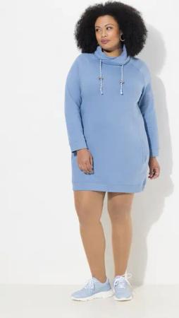 Ulla Popken Jerseykleid Sweatkleid Stehkragen Langarm Taschen