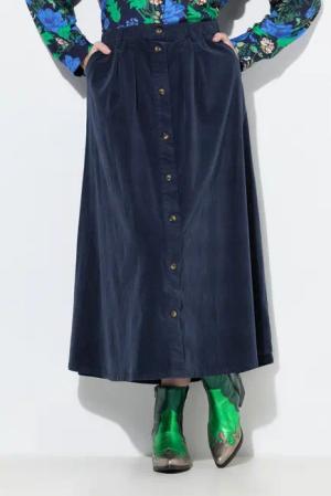 Ulla Popken Jerseyrock Cord-Maxirock A-Linie Knopfleiste Elastikbund