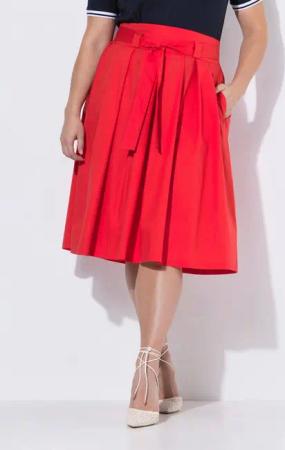 Ulla Popken Jerseyrock Faltenrock A-Linie Komfortbund Bindeband