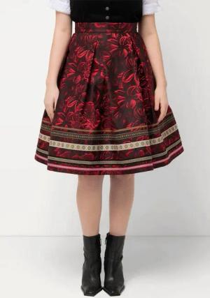 Ulla Popken Jerseyrock Rock A-Linie Jacquard-Blütenmuster Zierbänder