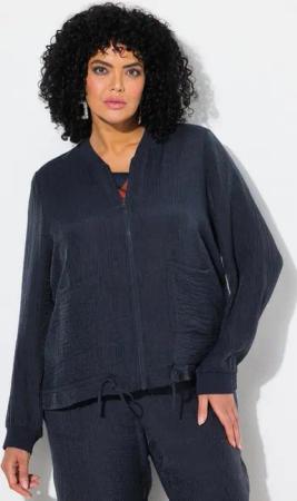 Ulla Popken Kurzjacke Blouson Tunnelzug Collegekragen Lyocell-Mix