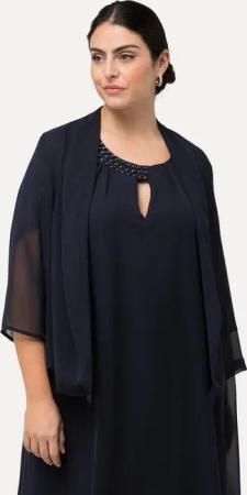 Ulla Popken Kurzjacke Chiffonjacke Oversized Schalkragen 3/4-Arm