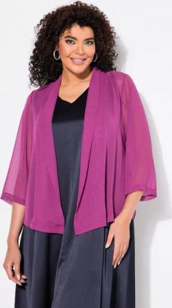 Ulla Popken Kurzjacke Chiffonjacke Oversized Schalkragen 3/4-Arm