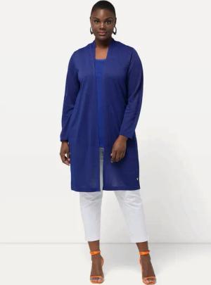 Ulla Popken Langjacke Long-Strickjacke Glitzer Stehkragen V-Ausschnitt