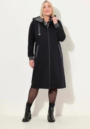 Ulla Popken Langjacke Long-Sweatjacke Kapuze 2-Wege-Zipper