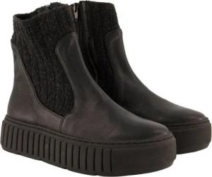 Ulla Popken Leder-Boots Strickeinsatz Wechselfußbett Weite H Stiefelette