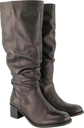 Ulla Popken Lederstiefel XL-Schaft Raffung Weite H Stiefel
