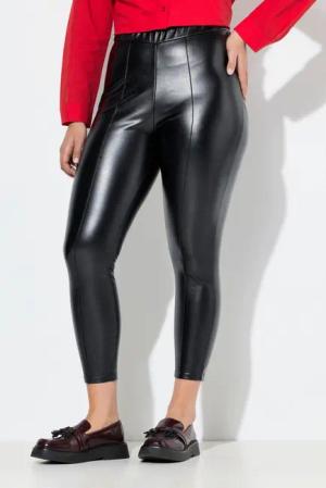 Ulla Popken Leggings Leggings Lederoptik schmales Bein Elastikbund