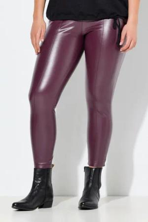 Ulla Popken Leggings Leggings Lederoptik schmales Bein Elastikbund