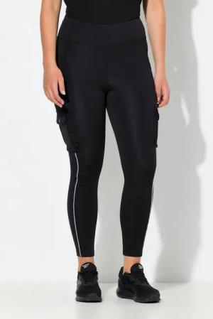Ulla Popken Leggings Sport-Leggings Cargotaschen Powerstretch Reflektor