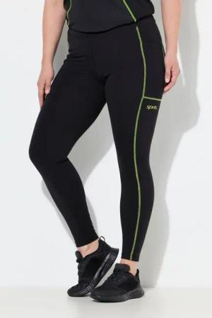 Ulla Popken Leggings Sport-Leggings Neon-Nähte Taschen recycelt
