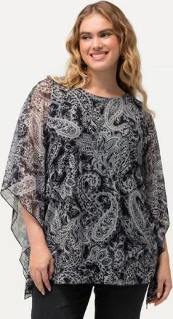 Ulla Popken Longbluse Bluse doppellagig Oversized Rundhals Halbarm