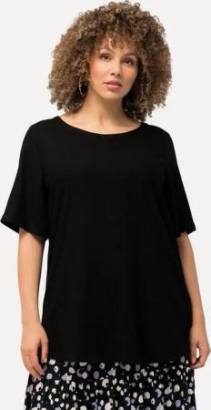 Ulla Popken Longbluse Bluse Leinenmix A-Linie Rundhals Halbarm