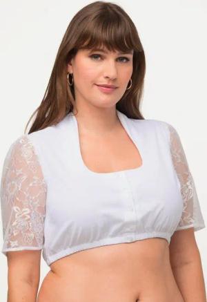 Ulla Popken Longbluse Dirndlbluse Stehkragen Carree-Ausschnitt 1/2-Arm
