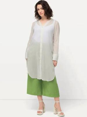 Ulla Popken Longbluse Longbluse Struktur A-Linie Tunika-Ausschnitt