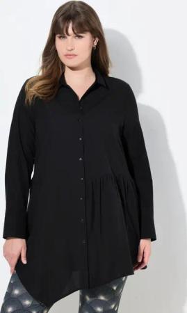 Ulla Popken Longbluse Longbluse Zipfelsaum Stehkragen Langarm