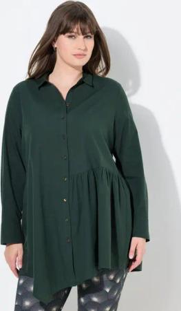 Ulla Popken Longbluse Longbluse Zipfelsaum Stehkragen Langarm