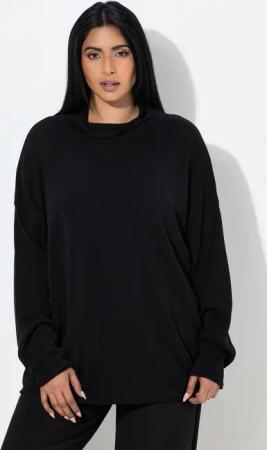 Ulla Popken Longpullover Pullover Rollkanten Boxy Stehkragen Langarm