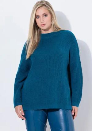 Ulla Popken Longpullover Rollkragen-Pullover Rippstrick oversized Langarm