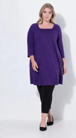 Ulla Popken Longshirt Longshirt A-Linie Carré-Ausschnitt 3/4-Arm