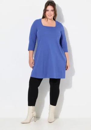 Ulla Popken Longshirt Longshirt A-Linie Carré-Ausschnitt 3/4-Arm