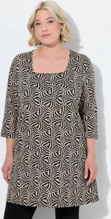 Ulla Popken Longshirt Longshirt A-Linie Carré-Ausschnitt 3/4-Arm