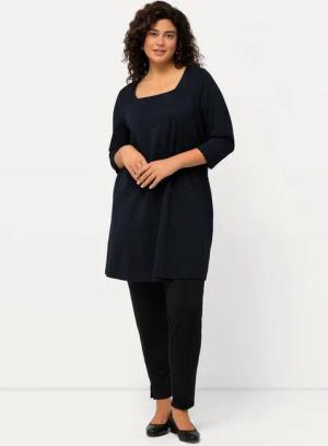 Ulla Popken Longshirt Longshirt A-Linie Carré-Ausschnitt 3/4-Arm