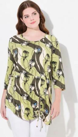 Ulla Popken Longshirt Longshirt A-Linie Rundhals 3/4-Arm Biobaumwolle