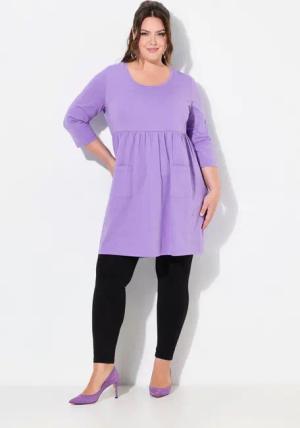 Ulla Popken Longshirt Longshirt A-Linie Rundhals 3/4-Arm Taschen