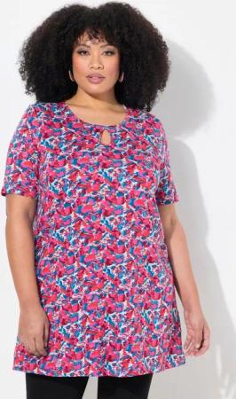 Ulla Popken Longshirt Longshirt A-Linie Rundhals Halbarm